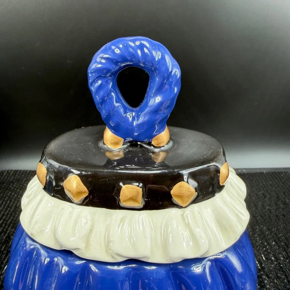 David's Cookies Ceramic‎ Purse Cookie Jar Mini Blue Handbag Lidded Trinket Box